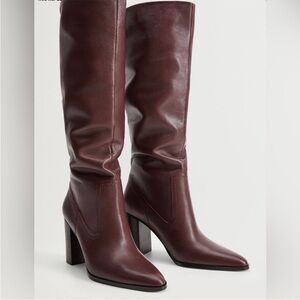 Mango Brown/Maroon Tall Leather Boots